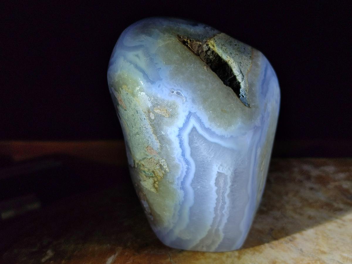 Polished Blue Lace Agate Standing Display Pieces x 3 From Nsanje, Malawi - Toprock Gemstones and Minerals 