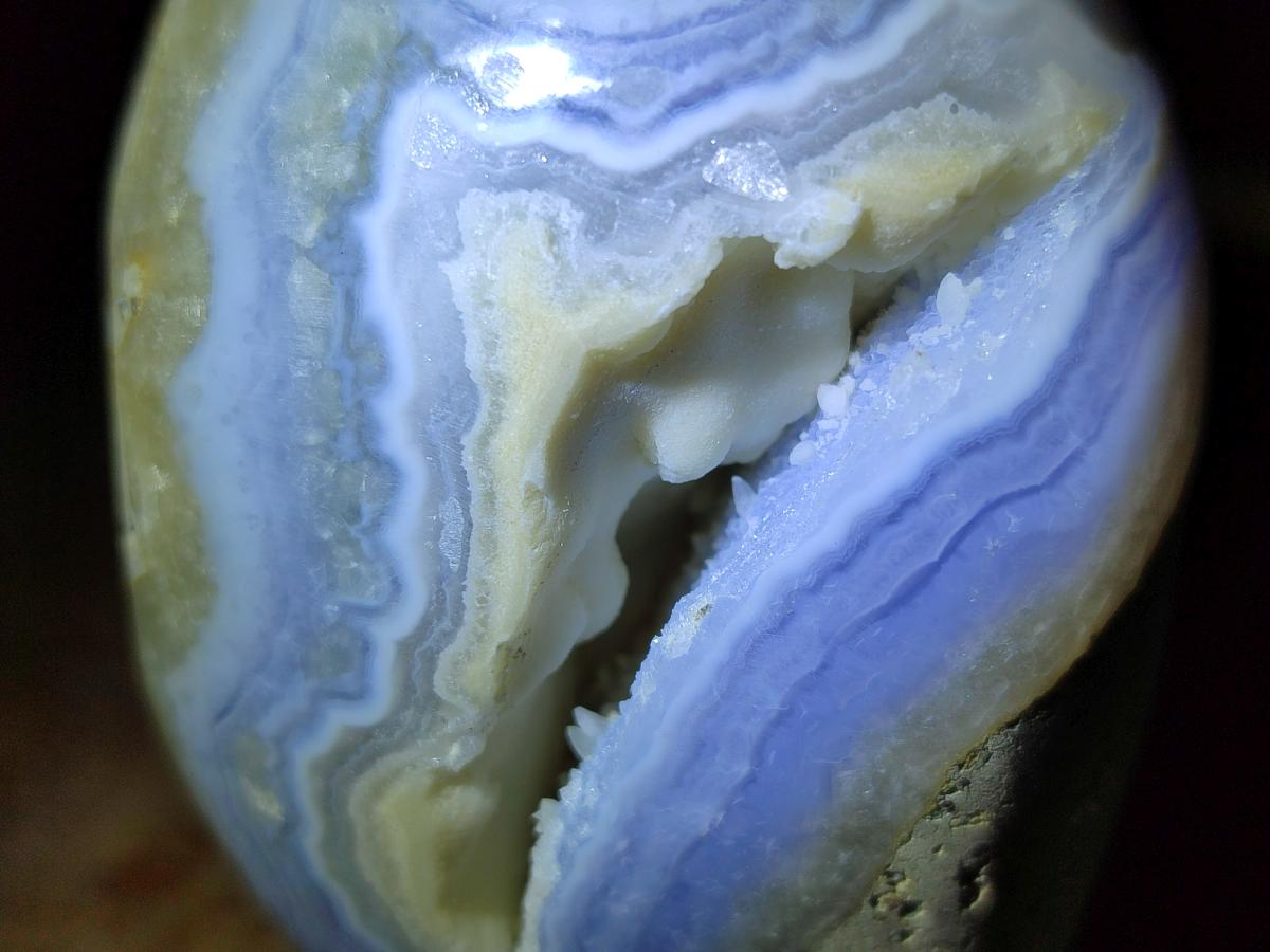 Polished Blue Lace Agate Standing Display Pieces x 3 From Nsanje, Malawi - Toprock Gemstones and Minerals 