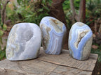 Polished Blue Lace Agate Standing Display Pieces x 3 From Nsanje, Malawi - Toprock Gemstones and Minerals 