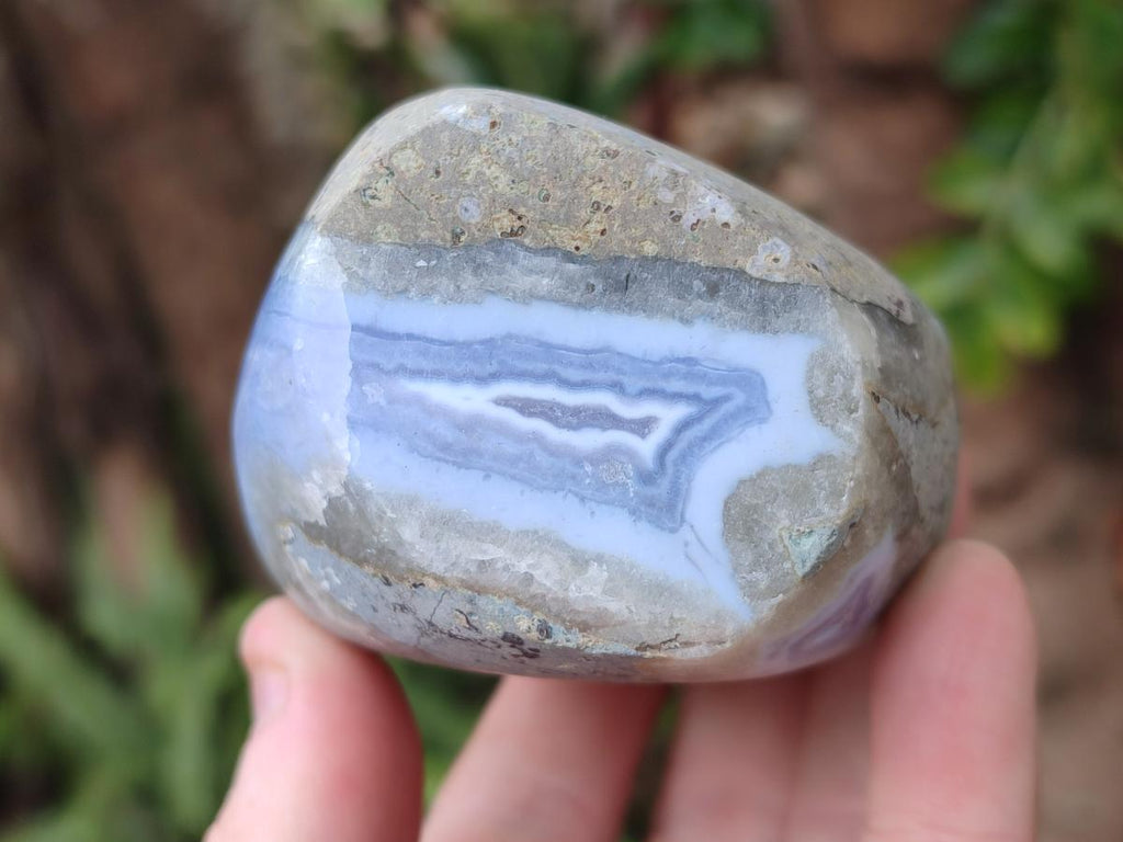 Polished Blue Lace Agate Standing Display Pieces x 3 From Nsanje, Malawi - Toprock Gemstones and Minerals 