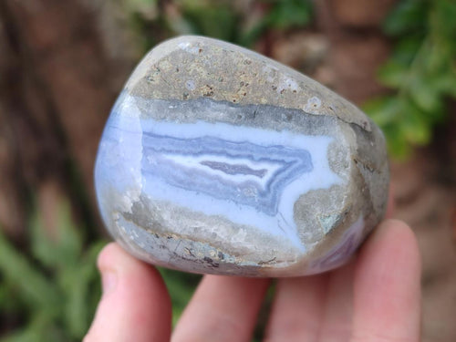 Polished Blue Lace Agate Standing Display Pieces x 3 From Nsanje, Malawi - Toprock Gemstones and Minerals 