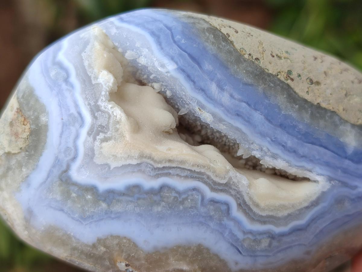 Polished Blue Lace Agate Standing Display Pieces x 3 From Nsanje, Malawi - Toprock Gemstones and Minerals 