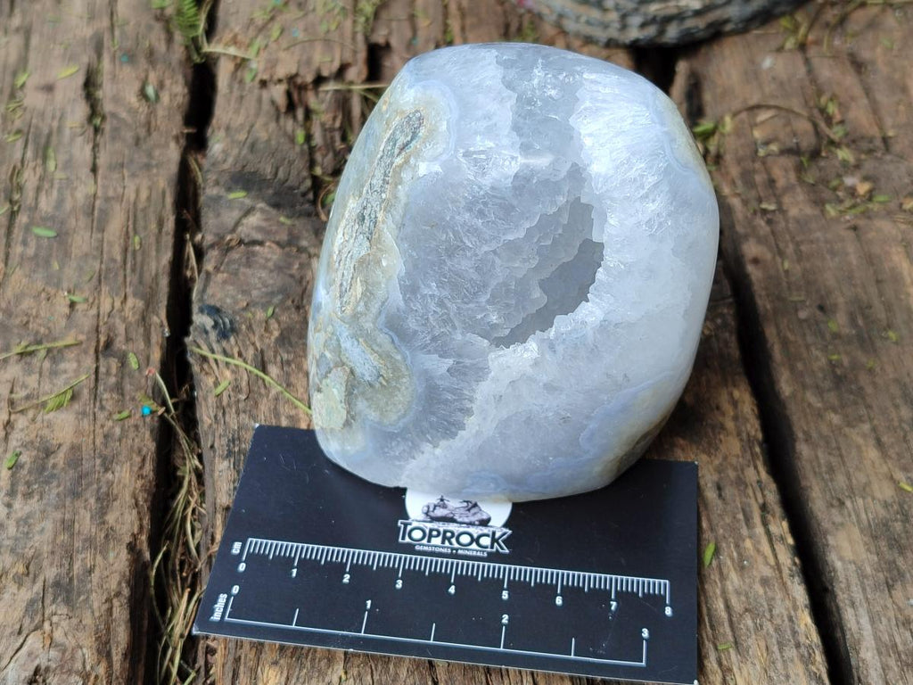 Polished Blue Lace Agate Standing Display Pieces x 3 From Nsanje, Malawi - Toprock Gemstones and Minerals 