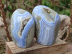 Polished Blue Lace Agate Standing Display Pieces x 3 From Nsanje, Malawi - Toprock Gemstones and Minerals 