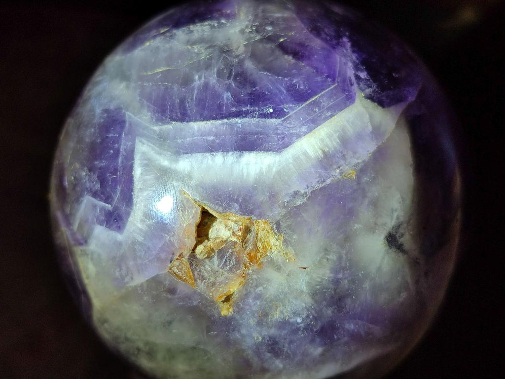 Polished Chevron Amethyst Spheres x 2 From Zambia - Toprock Gemstones and Minerals 