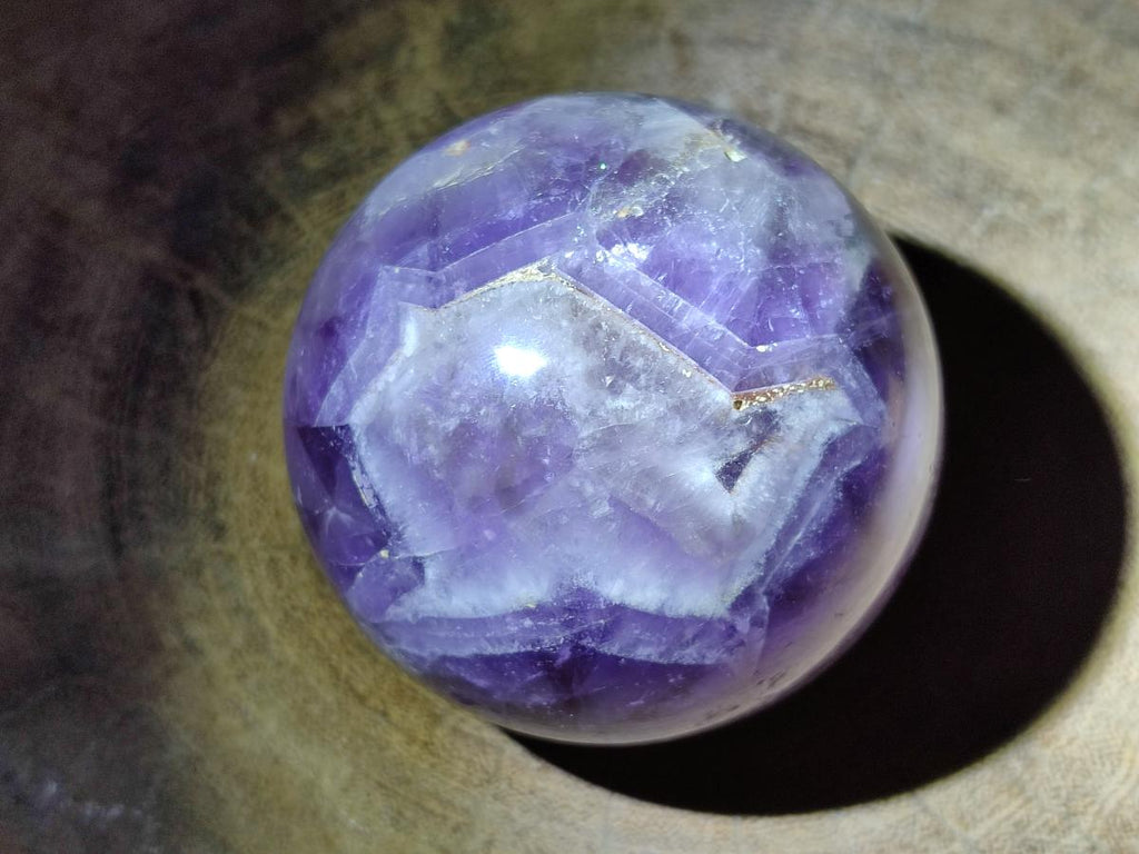 Polished Chevron Amethyst Spheres x 2 From Zambia - Toprock Gemstones and Minerals 