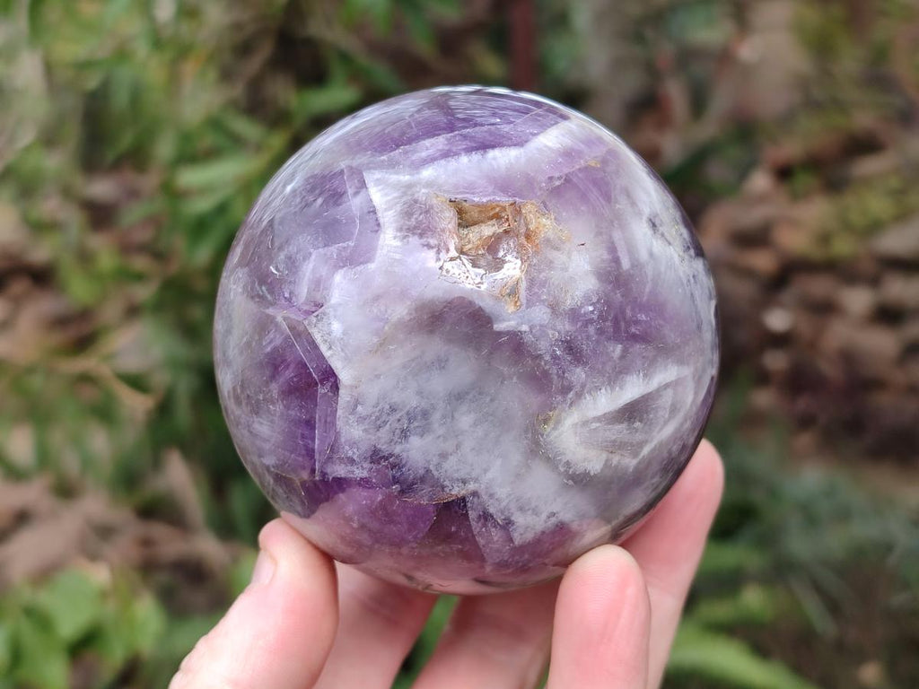 Polished Chevron Amethyst Spheres x 2 From Zambia - Toprock Gemstones and Minerals 