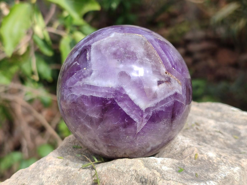 Polished Chevron Amethyst Spheres x 2 From Zambia - Toprock Gemstones and Minerals 