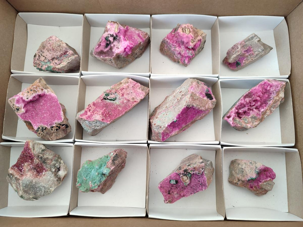 Natural Salrose Cobaltoan Dolomite Specimens with Associated Minerals x 12 From Kakanda, Congo - Toprock Gemstones and Minerals 