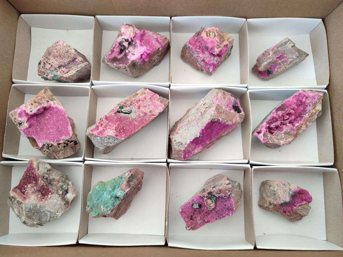 Natural Salrose Cobaltoan Dolomite Specimens with Associated Minerals x 12 From Kakanda, Congo - Toprock Gemstones and Minerals 