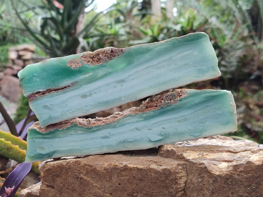 Polished One Side Mtorolite Chrysoprase Slices x 12 From Mutorashanga, Zimbabwe - Toprock Gemstones and Minerals 