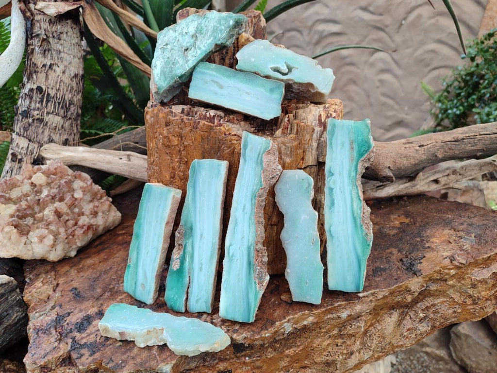 Polished One Side Mtorolite Chrysoprase Slices x 12 From Mutorashanga, Zimbabwe - Toprock Gemstones and Minerals 