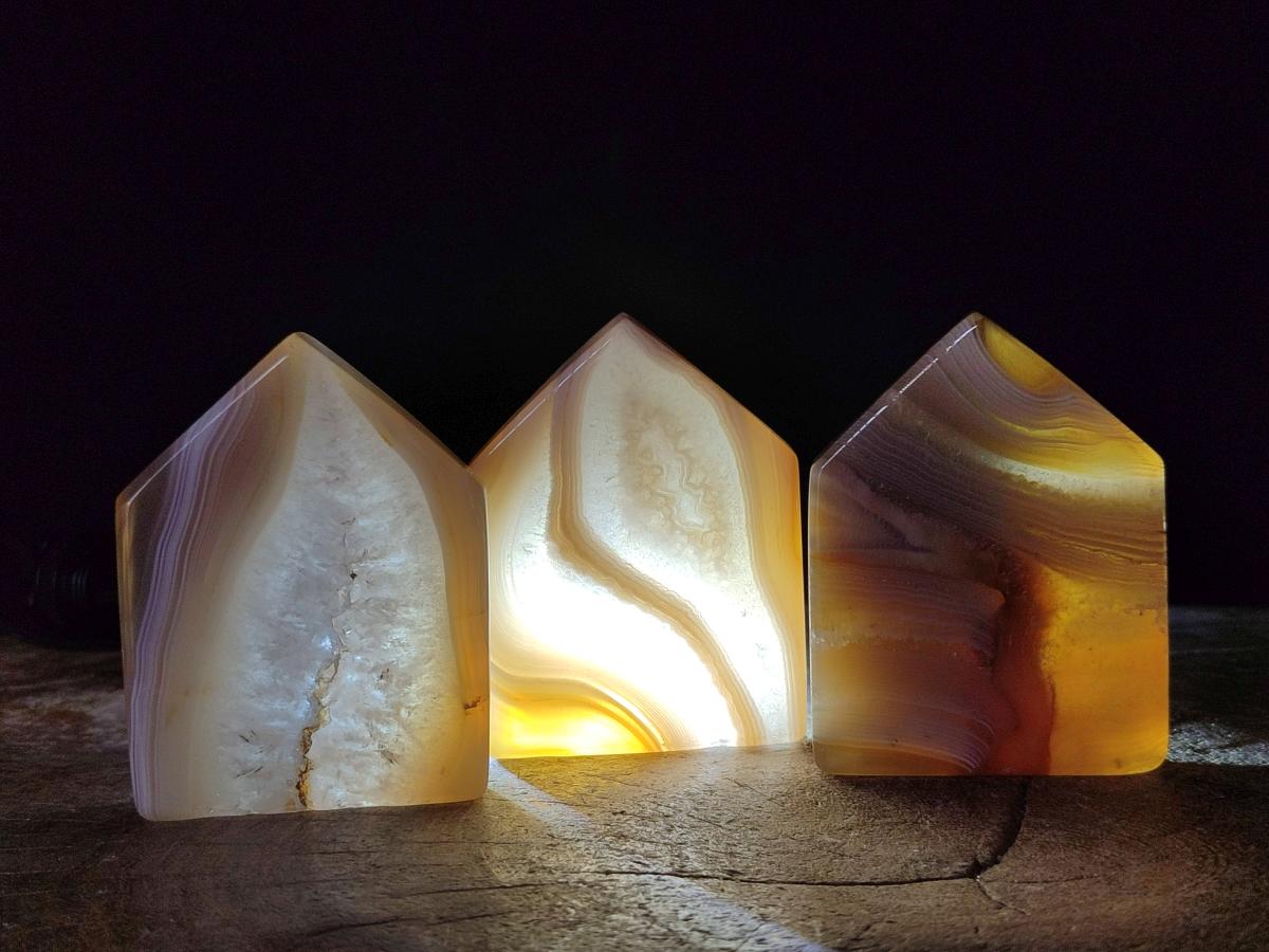 Polished Banded Agate House Shaped Slices x 12 From Madagascar - Toprock Gemstones and Minerals 