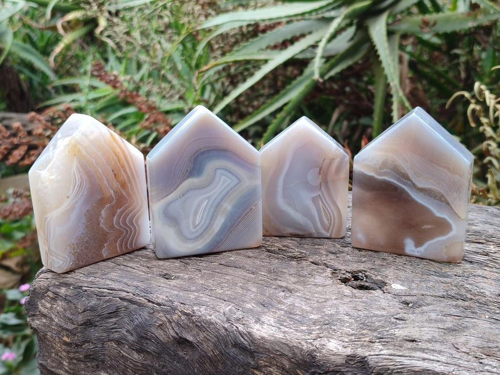 Polished Banded Agate House Shaped Slices x 12 From Madagascar - Toprock Gemstones and Minerals 