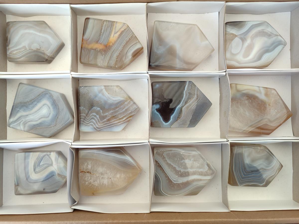 Polished Banded Agate House Shaped Slices x 12 From Madagascar - Toprock Gemstones and Minerals 