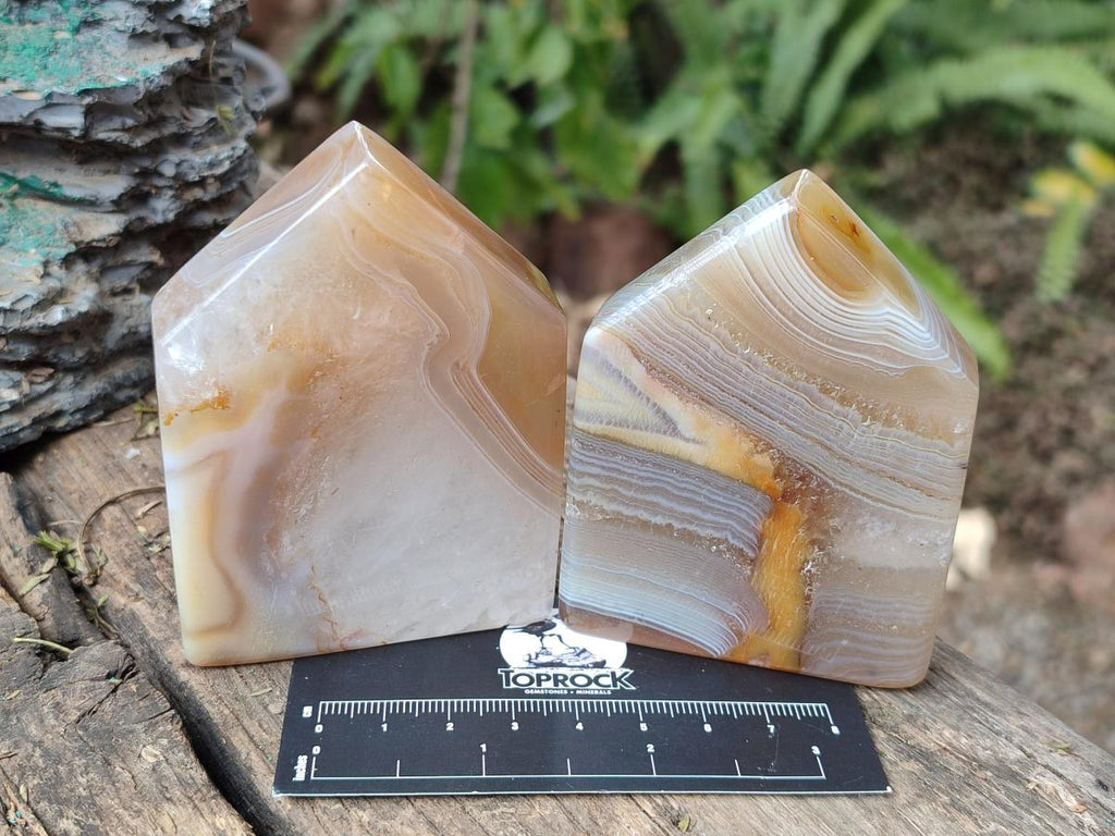 Polished Banded Agate House Shaped Slices x 12 From Madagascar - Toprock Gemstones and Minerals 