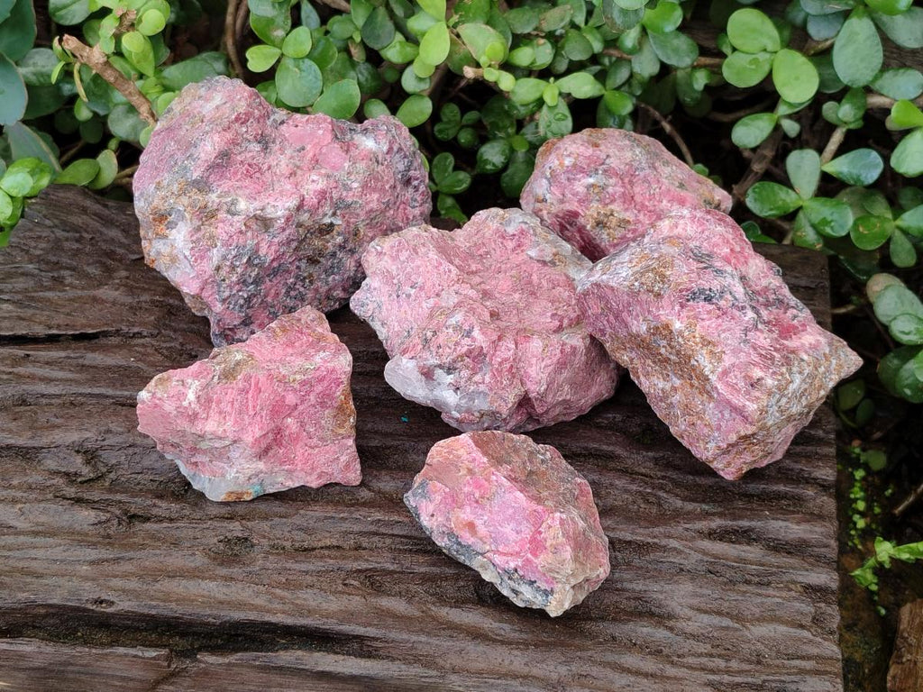 Natural Cobbed Rhodonite Specimens x 6 From Rhusinga, Zimbabwe - Toprock Gemstones and Minerals 