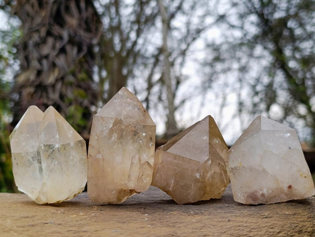 Natural Cascading Clear Champagne Citrine Quartz Crystals and Clusters x 12 From Luena, Congo - Toprock Gemstones and Minerals 