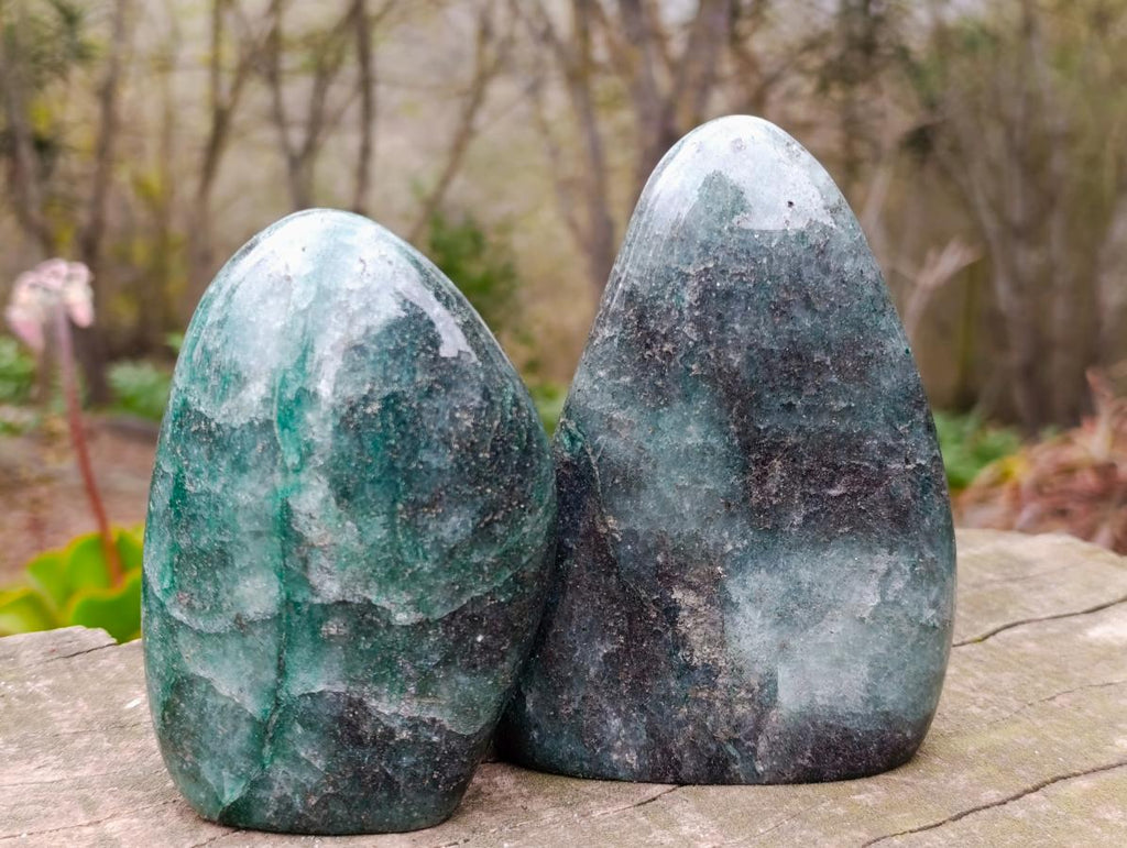 Polished Fuchsite Quartz Standing Display Pieces x 2 From Andakatany, Madagascar - Toprock Gemstones and Minerals 