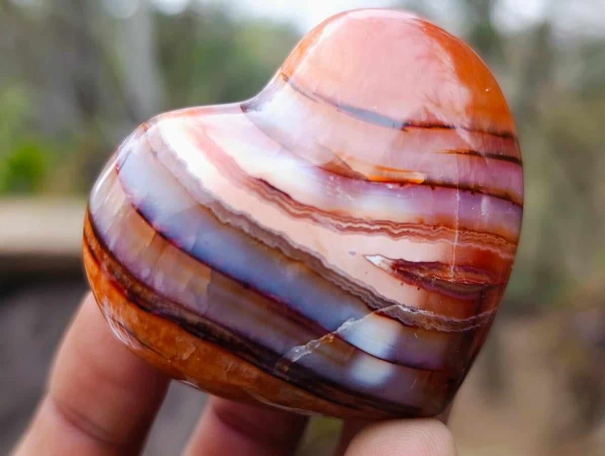 Polished Carnelian Agate Gemstone Hearts x 13 From Madagascar - Toprock Gemstones and Minerals 