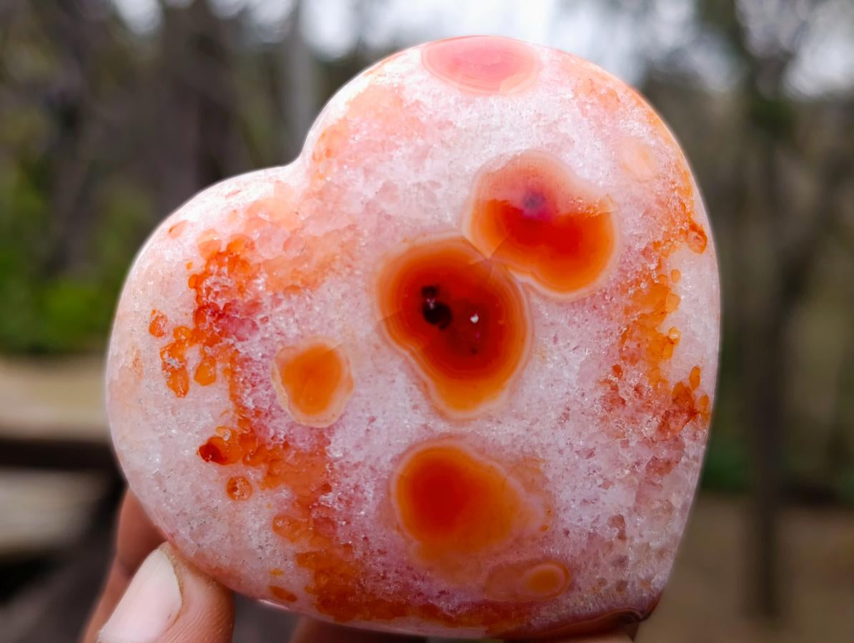 Polished Carnelian Agate Gemstone Hearts x 13 From Madagascar - Toprock Gemstones and Minerals 