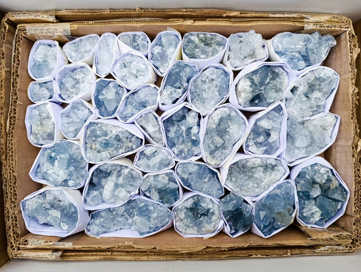 Natural Blue Celestite Specimens x 38 From Sakoany, Madagascar - Toprock Gemstones and Minerals 
