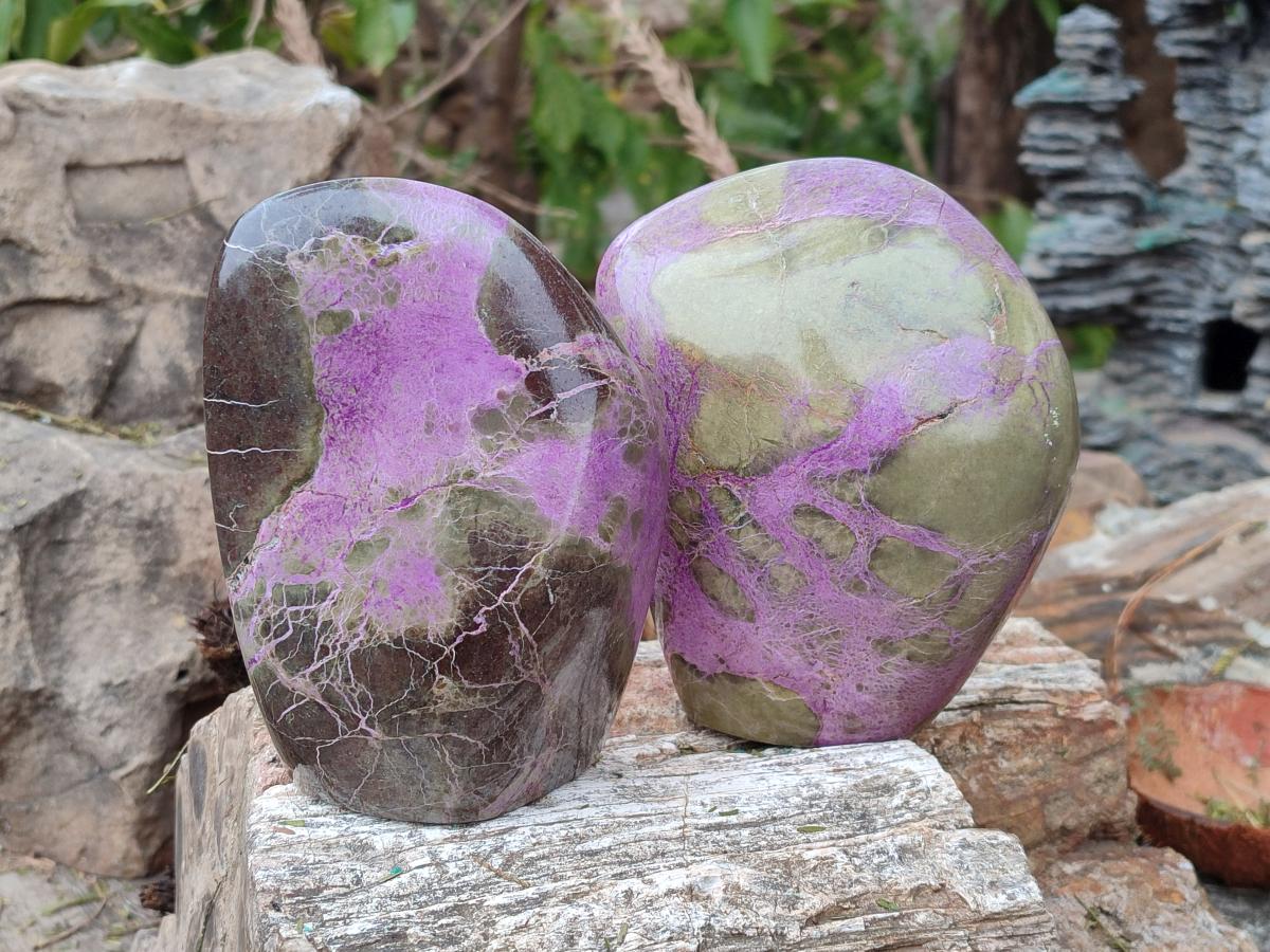 Polished Stichtite Standing Display Pieces x 2 From Barberton, South Africa - Toprock Gemstones and Minerals 