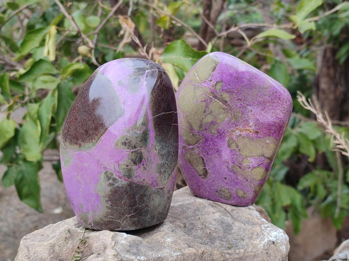 Polished Stichtite Standing Display Pieces x 2 From Barberton, South Africa - Toprock Gemstones and Minerals 