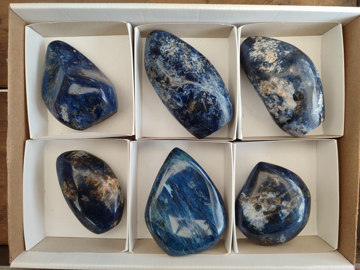 Polished Dumortierite Standing Display Pieces x 6 From Madagascar - Toprock Gemstones and Minerals 