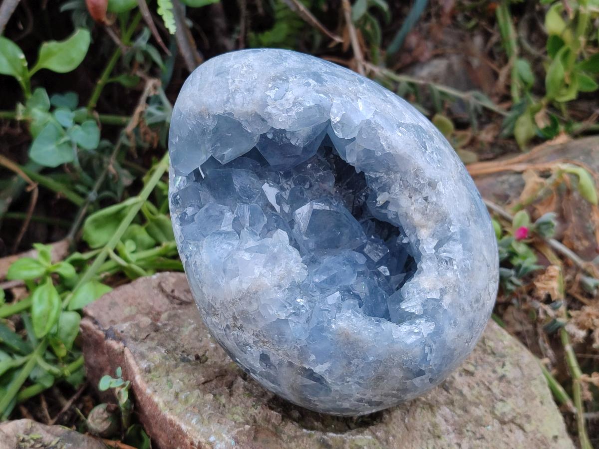 Polished and Natural Large Blue Celestite Egg x 1 From Sakoany, Madagascar - Toprock Gemstones and Minerals 