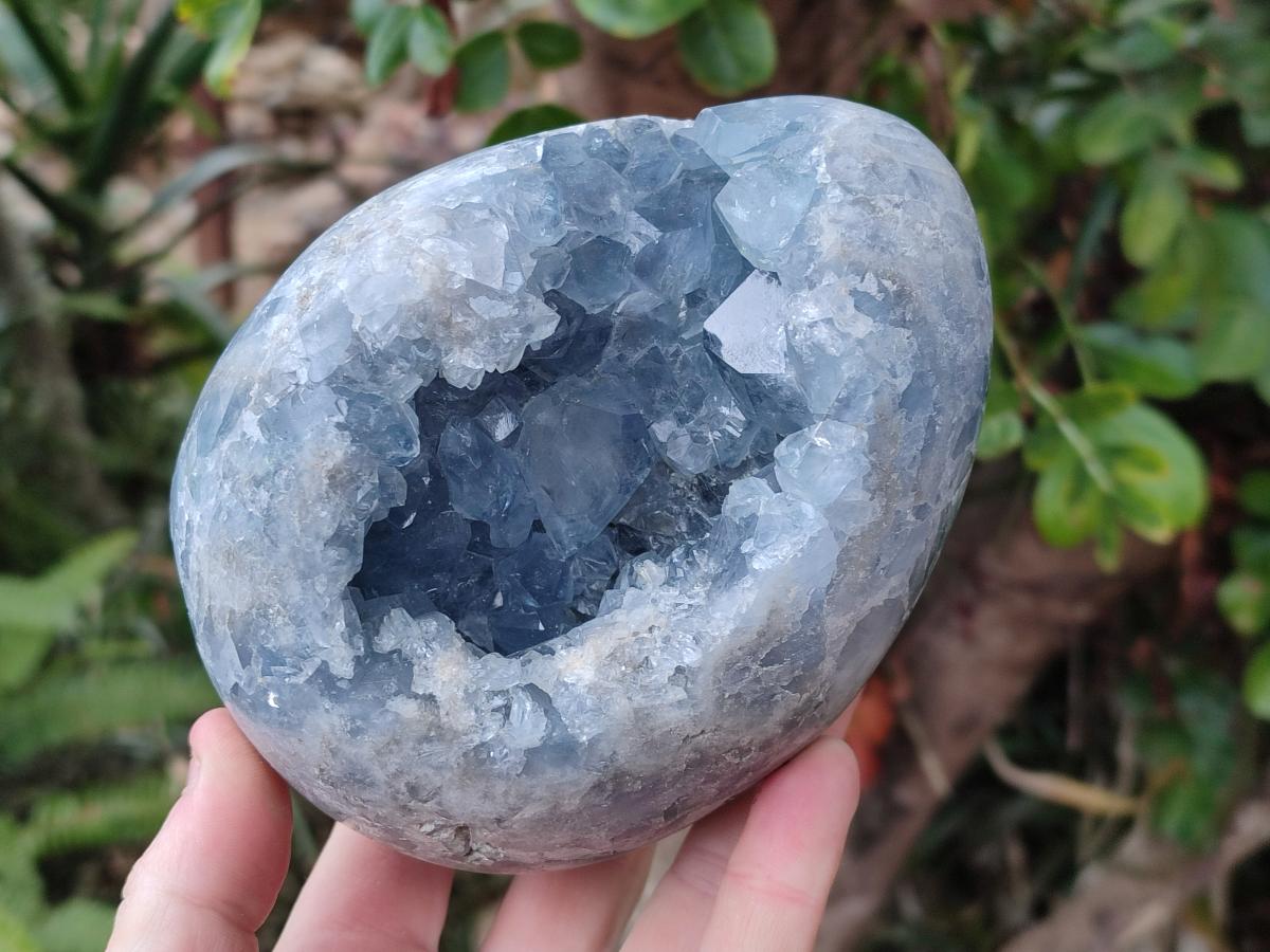 Polished and Natural Large Blue Celestite Egg x 1 From Sakoany, Madagascar - Toprock Gemstones and Minerals 