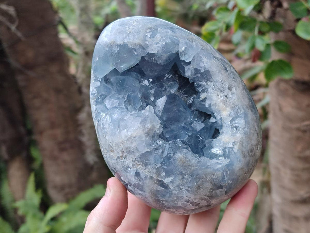 Polished and Natural Large Blue Celestite Egg x 1 From Sakoany, Madagascar - Toprock Gemstones and Minerals 