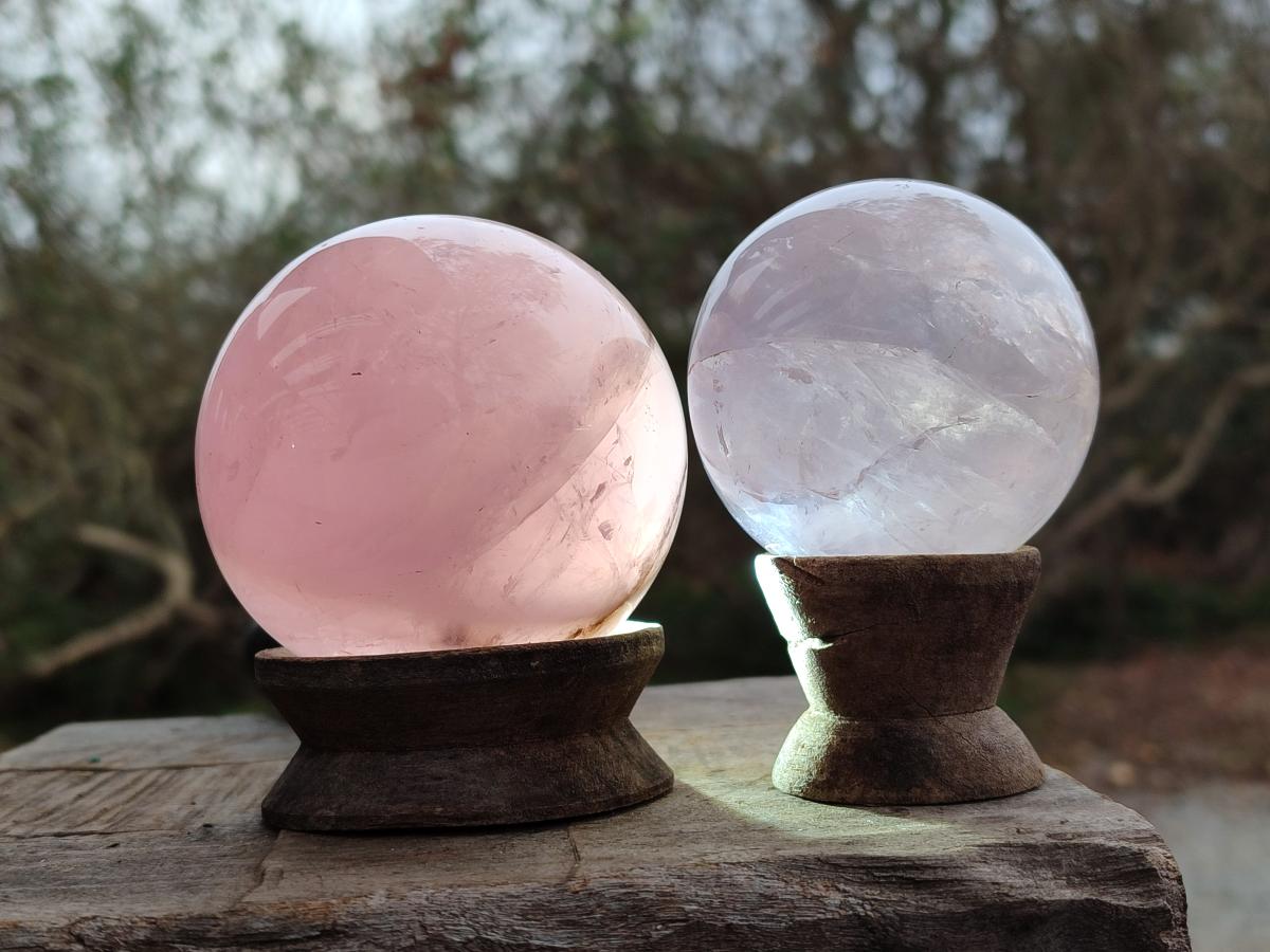 Polished Gemmy Star Rose Quartz Spheres x 3 From Madagascar - Toprock Gemstones and Minerals 