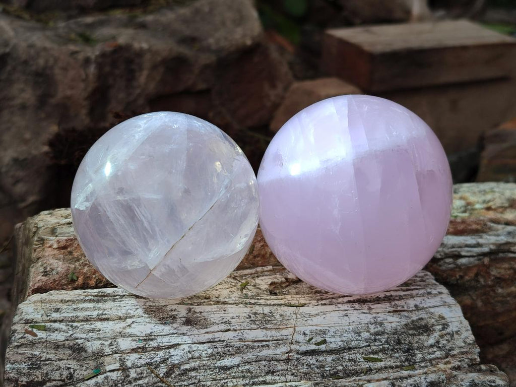 Polished Gemmy Star Rose Quartz Spheres x 3 From Madagascar - Toprock Gemstones and Minerals 