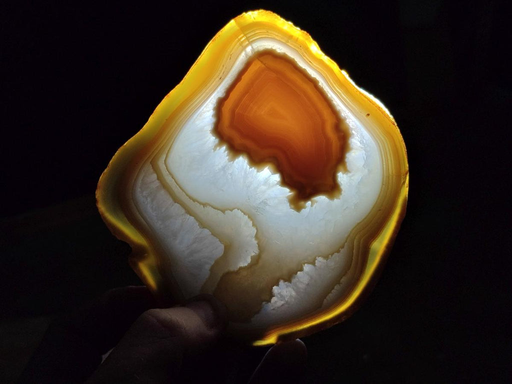 Polished and Natural Large Banded Agate Slices with Natural Edging x 6 From Madagascar - Toprock Gemstones and Minerals 