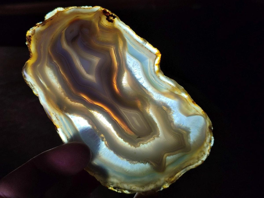 Polished and Natural Large Banded Agate Slices with Natural Edging x 6 From Madagascar - Toprock Gemstones and Minerals 