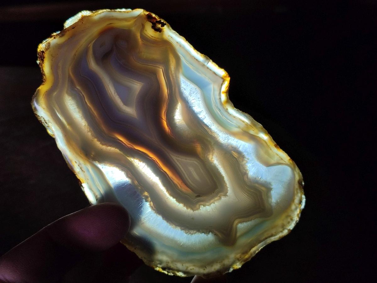 Polished and Natural Large Banded Agate Slices with Natural Edging x 6 From Madagascar - Toprock Gemstones and Minerals 