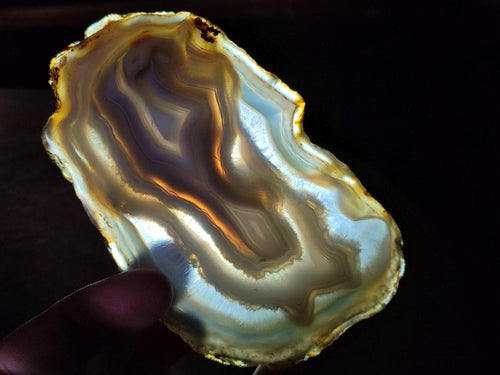 Polished and Natural Large Banded Agate Slices with Natural Edging x 6 From Madagascar - Toprock Gemstones and Minerals 