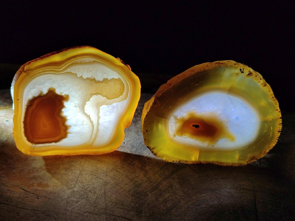 Polished and Natural Large Banded Agate Slices with Natural Edging x 6 From Madagascar - Toprock Gemstones and Minerals 