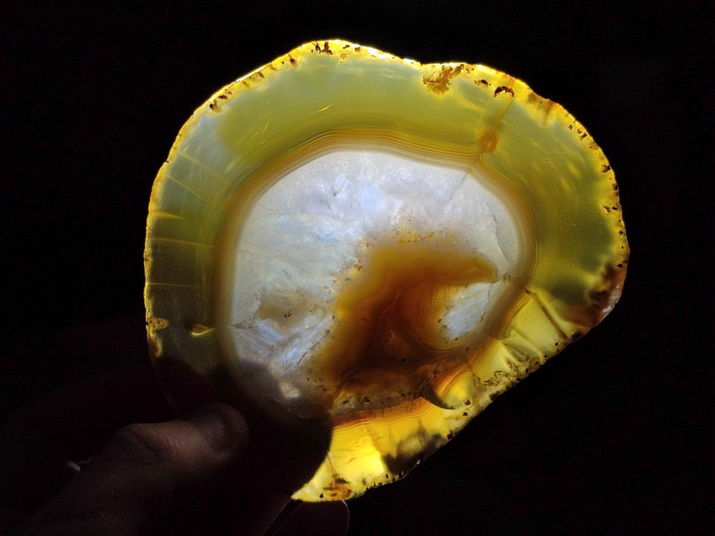 Polished and Natural Large Banded Agate Slices with Natural Edging x 6 From Madagascar - Toprock Gemstones and Minerals 