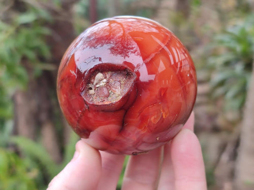 Polished and Natural Large Carnelian Agate Gemstone Spheres x 2 From Madagascar - Toprock Gemstones and Minerals 