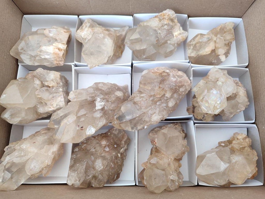 Natural Mixed Citrine and Luena Quartz Cascading Crystal Clusters x 12 From Luena, Congo - Toprock Gemstones and Minerals 