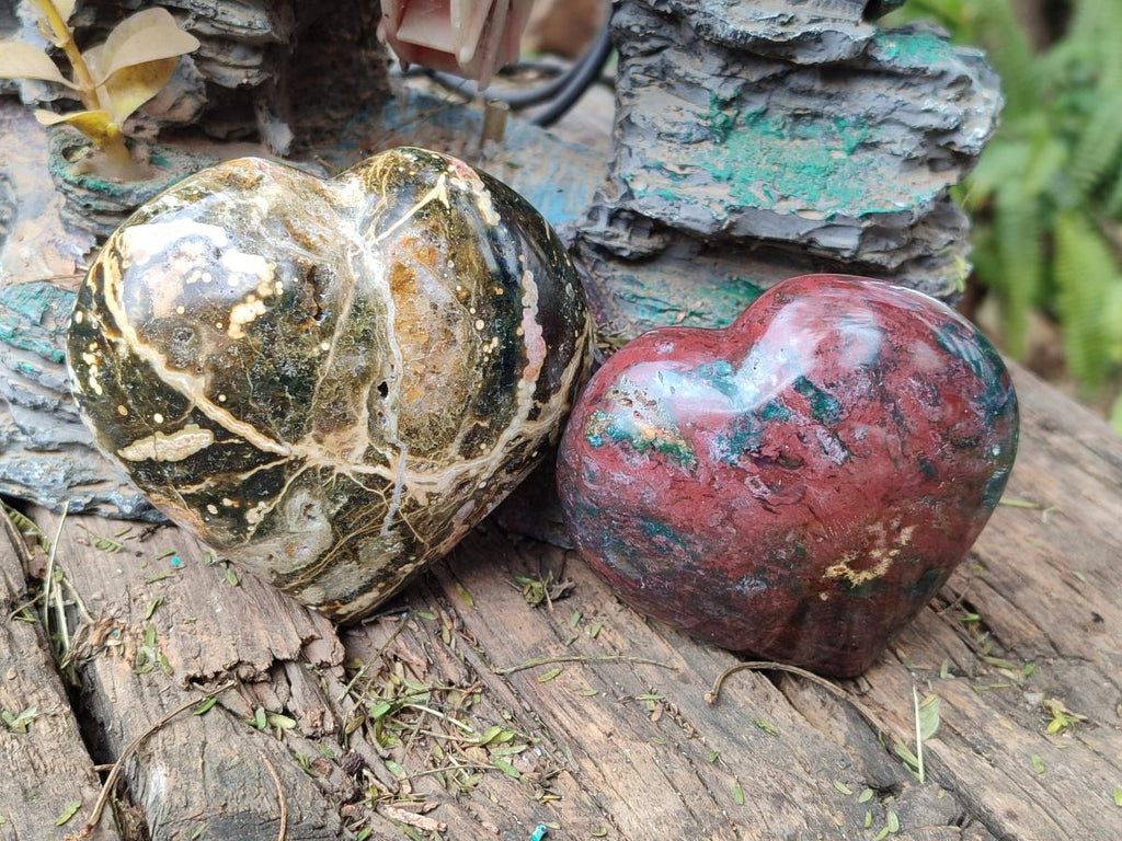 Polished Ocean Jasper Hearts x 4 From Northwest Coast, Madagascar - Toprock Gemstones and Minerals 
