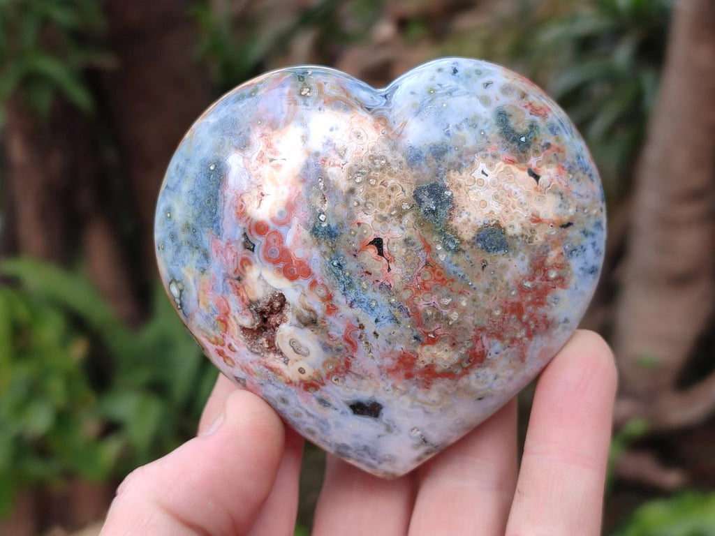 Polished Ocean Jasper Hearts x 4 From Northwest Coast, Madagascar - Toprock Gemstones and Minerals 