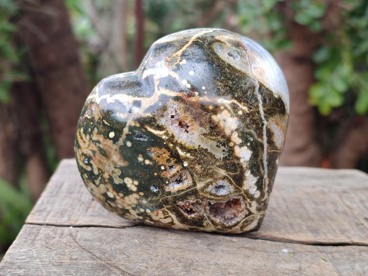 Polished Ocean Jasper Hearts x 4 From Northwest Coast, Madagascar - Toprock Gemstones and Minerals 
