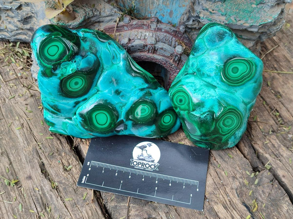 Polished "Bulls Eye" Patterned Malacolla Free Forms x 4 From Kulukuluku, Congo - Toprock Gemstones and Minerals 