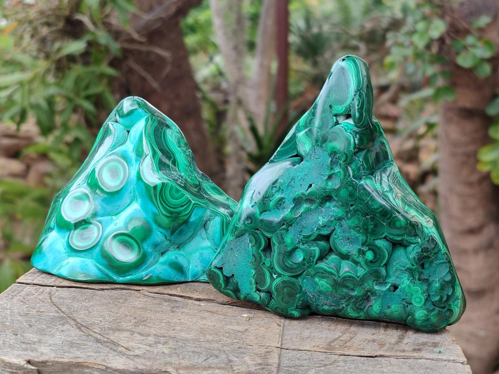 Polished "Bulls Eye" Patterned Malacolla Free Forms x 4 From Kulukuluku, Congo - Toprock Gemstones and Minerals 