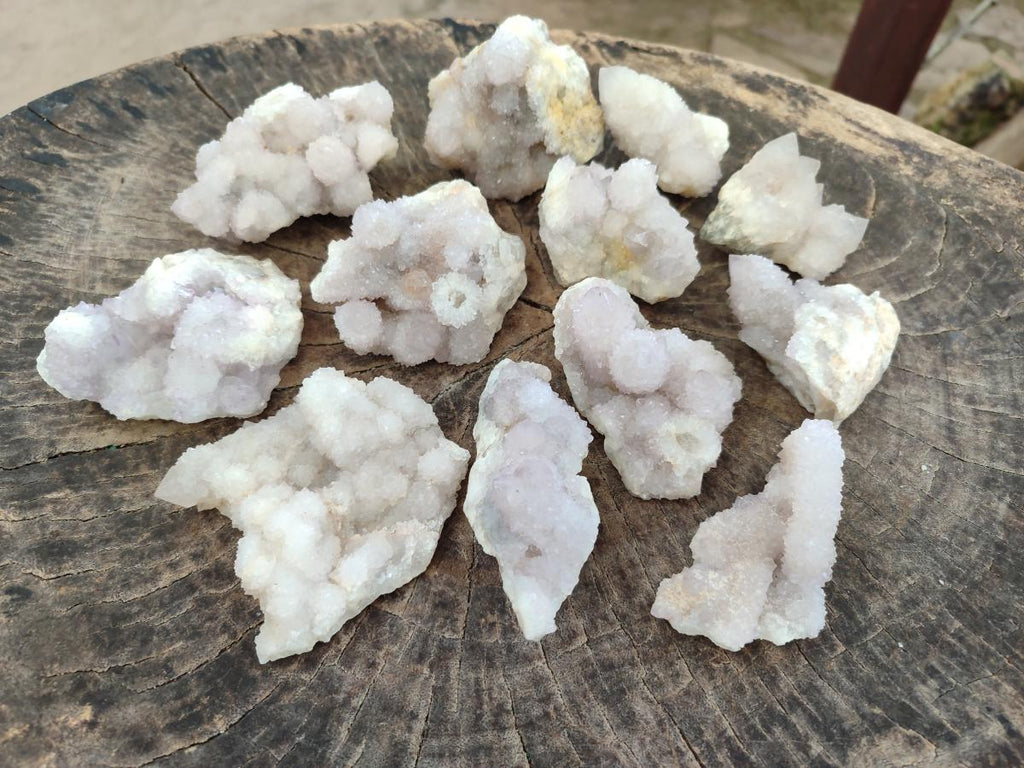Natural Pale Lilac Spirit Amethyst Drusy Clusters x 12 From Boekenhouthoek, South Africa - Toprock Gemstones and Minerals 