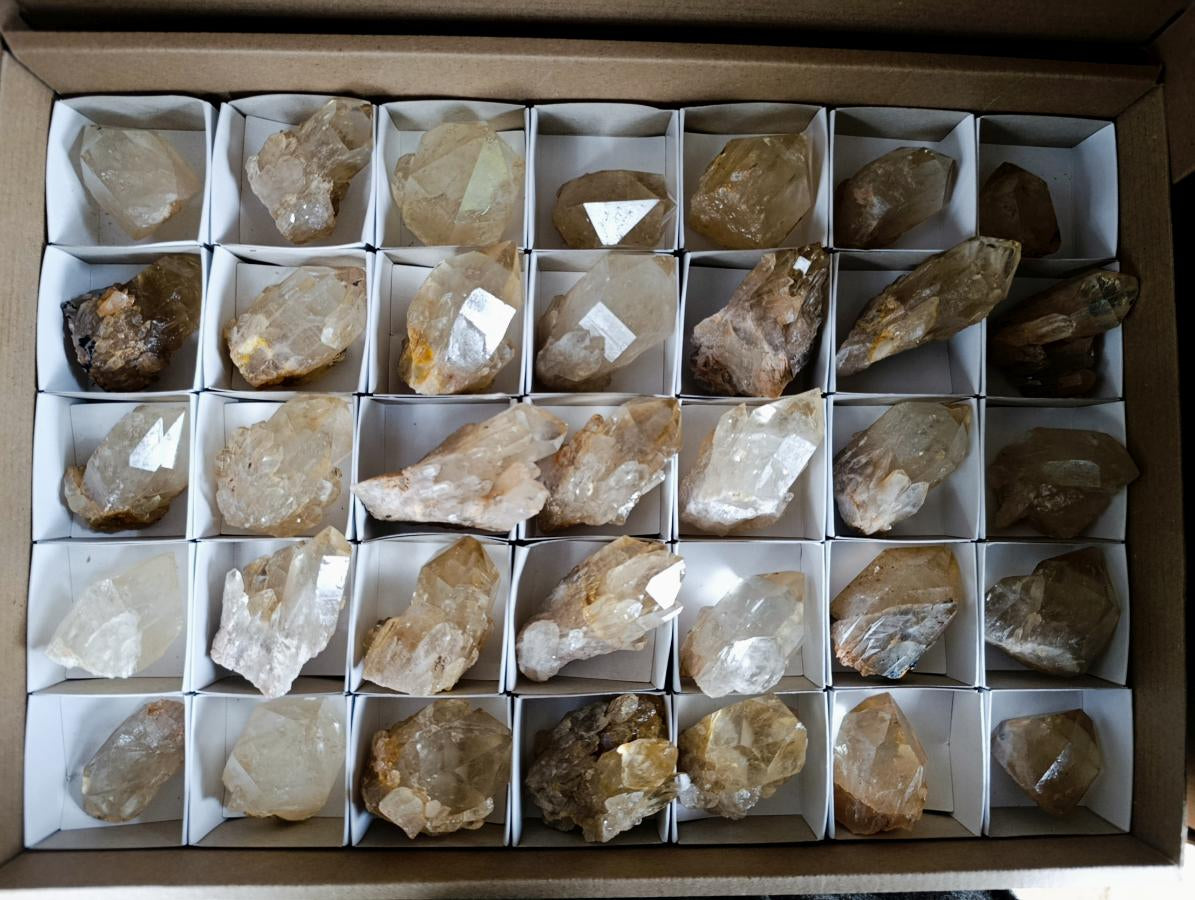 Natural Cascading Clear Citrine Quartz Crystals x 35 From Luena, Congo
