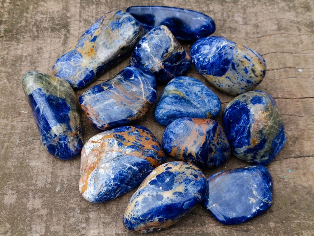 Polished Sodalite Free Forms x 12 From Kunene River, Namibia